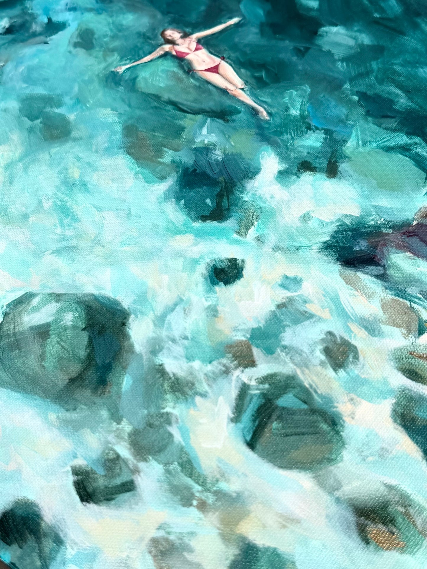 SEA GREEN FLOAT 20"X20" ORIGINAL