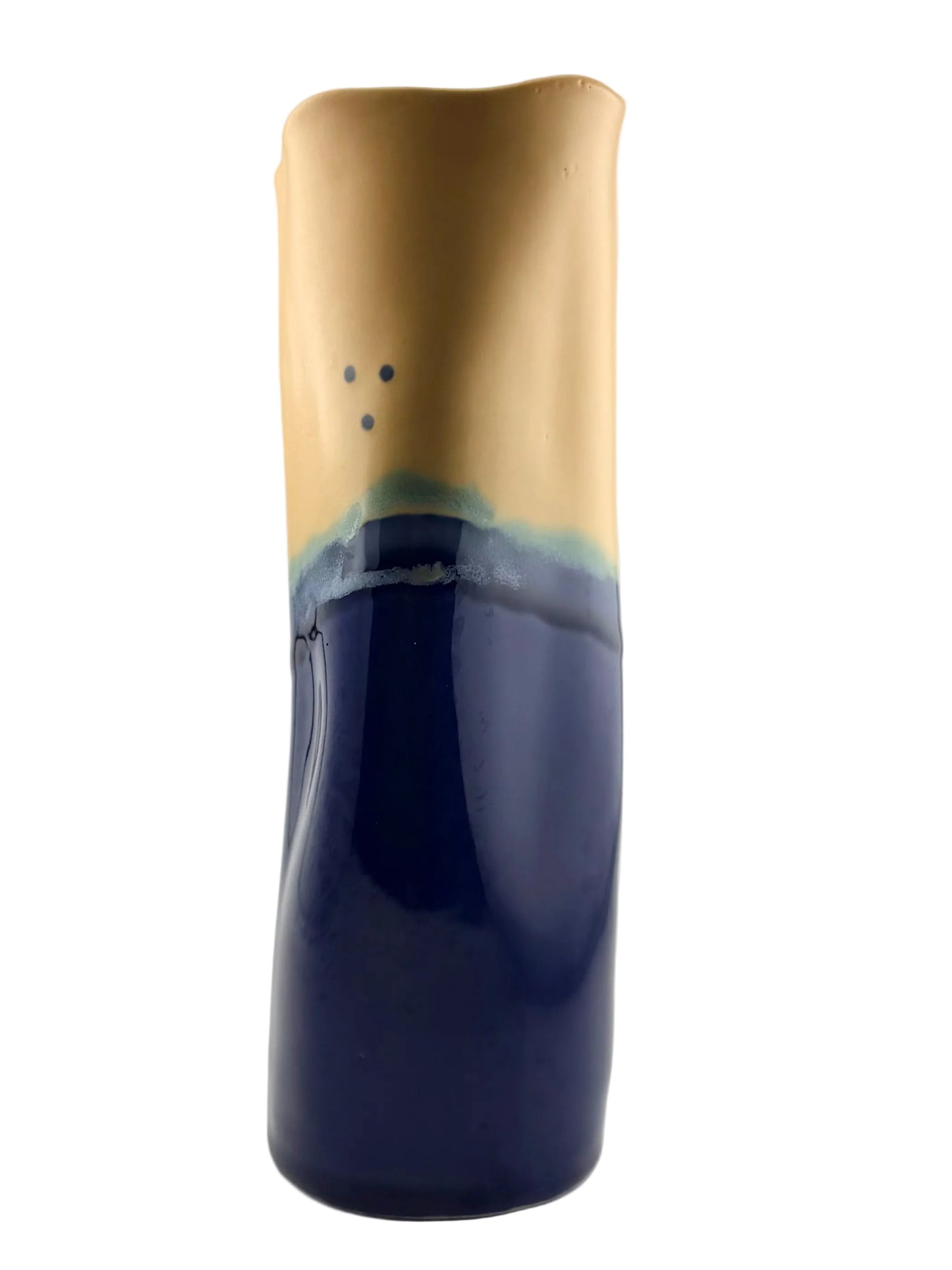 CERAMIC CANTALOUPE BLUE VASE