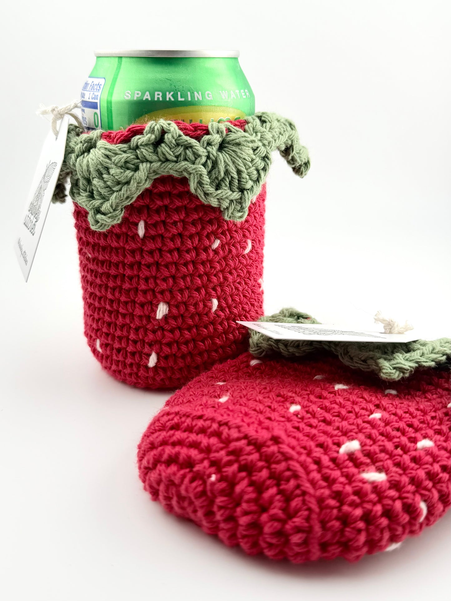 STRAWBERRY CROCHET CAN COOZIE