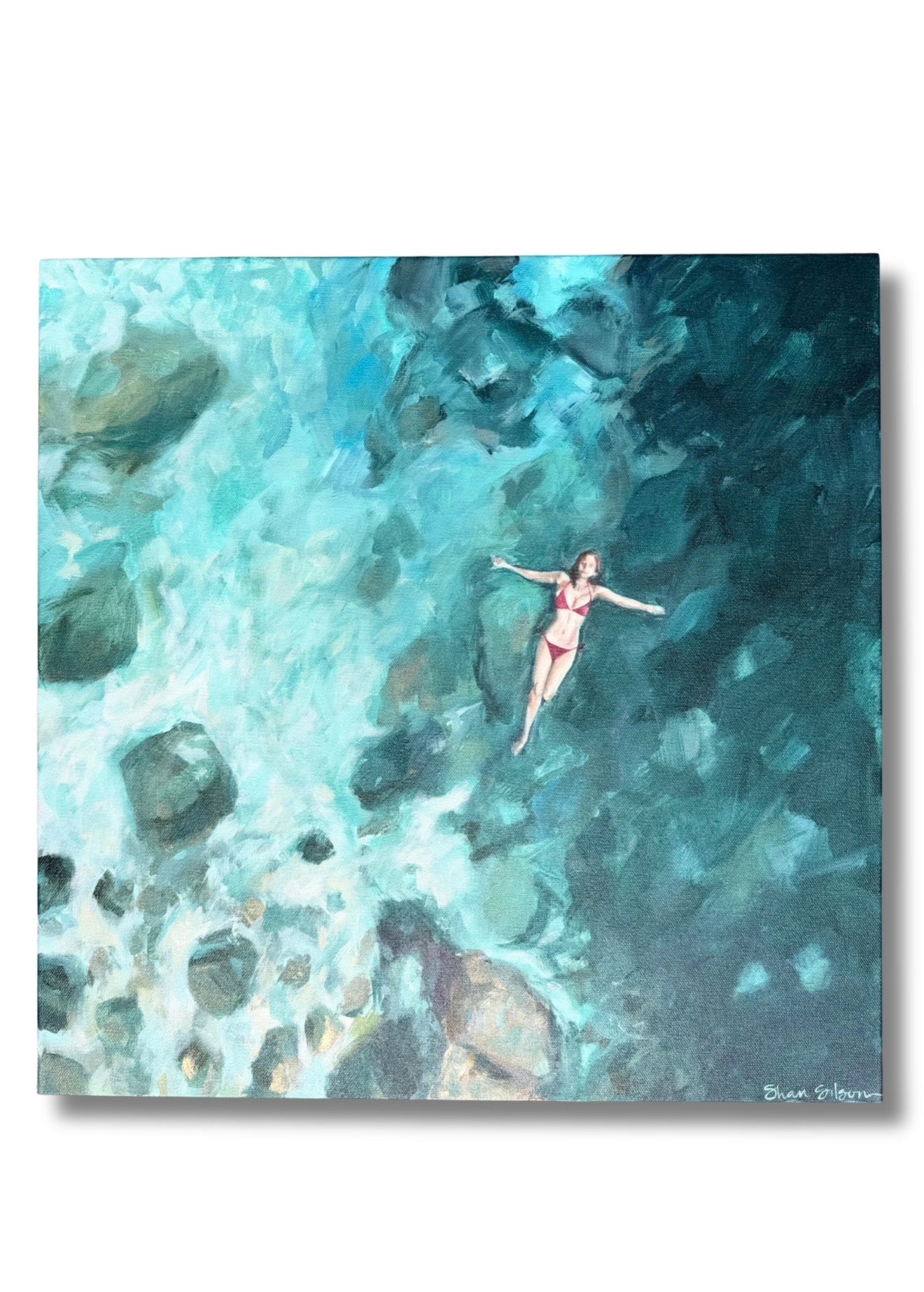 SEA GREEN FLOAT 20"X20" ORIGINAL