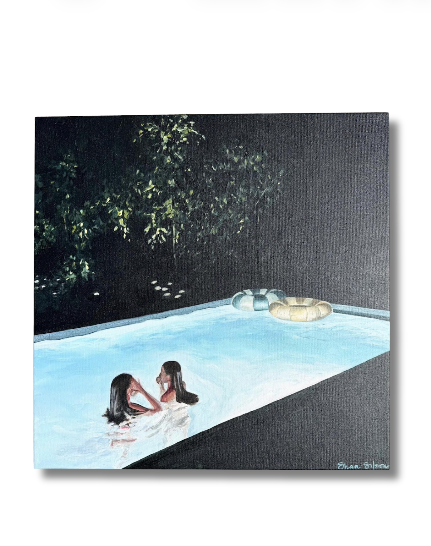 NIGHT SWIMMING 20"X20" ORIGINAL