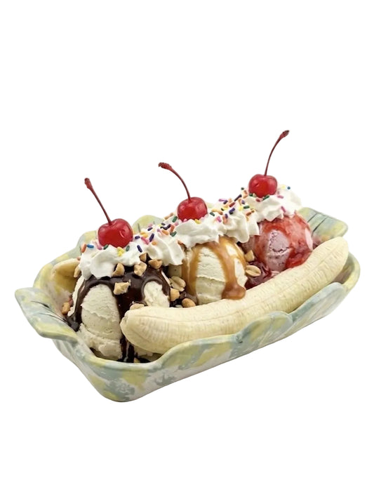 LARGE BANANA SPLIT CERAMIC DISH #1