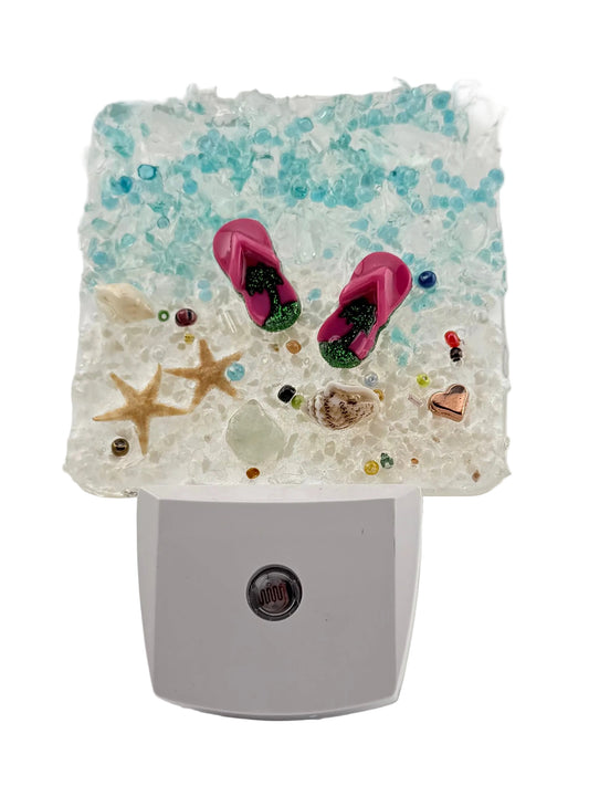 PINK FLIP FLOPS CRUSHED GLASS NIGHT LIGHT