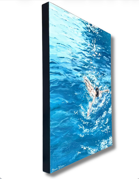 EMERALD BLUE FLOAT 20"X24" ORIGINAL
