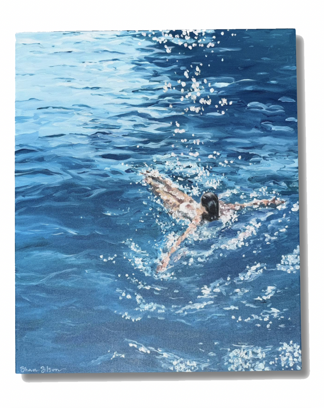 EMERALD BLUE FLOAT 20"X24" ORIGINAL