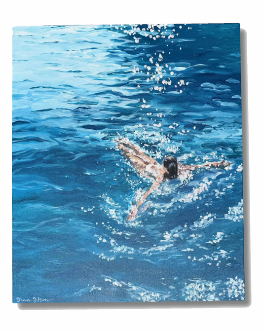 EMERALD BLUE FLOAT 20"X24" ORIGINAL